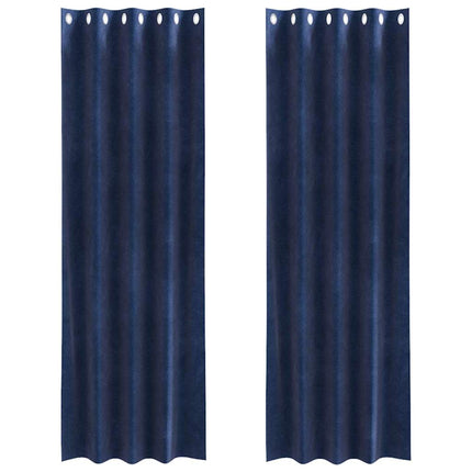 Mörkläggningsgardiner 2 pcs Mörkblå 140 x 245 cm Sammet