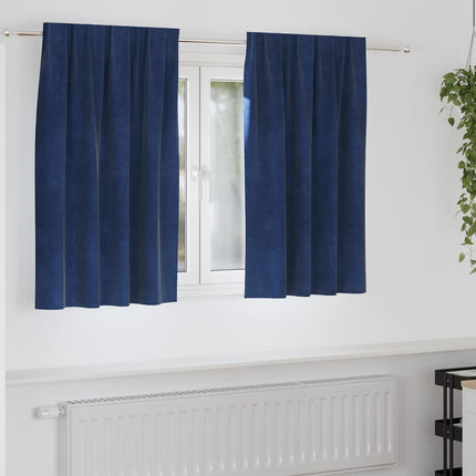 Mörkläggningsgardiner 2 pcs Mörkblå 140 x 140 cm Sammet