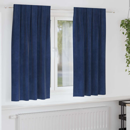 Mörkläggningsgardiner 2 pcs Mörkblå 140 x 175 cm Sammet