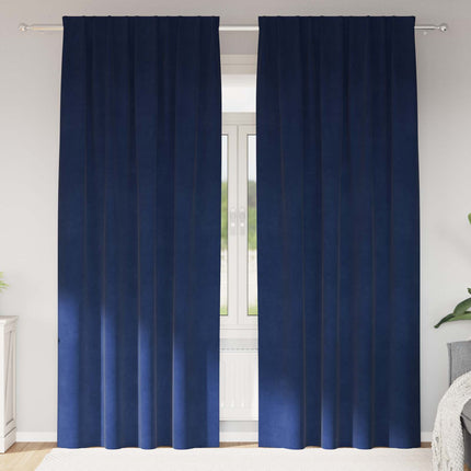 Mörkläggningsgardiner 2 pcs Mörkblå 140 x 225 cm Sammet