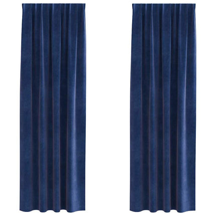 Mörkläggningsgardiner 2 pcs Mörkblå 140 x 245 cm Sammet