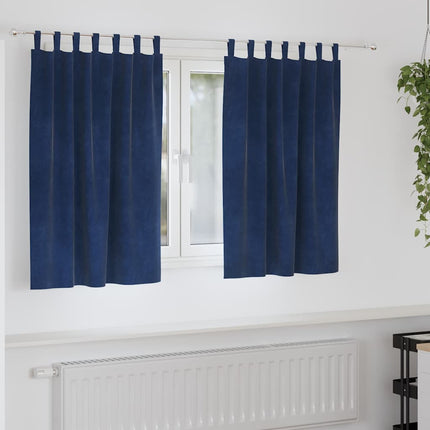 Mörkläggningsgardiner 2 st Mörkblå 140 x 140 cm Sammet