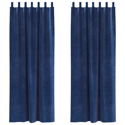 Mörkläggningsgardiner 2 pcs Mörkblå 140 x 245 cm Sammet