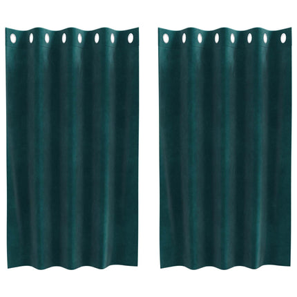 Mörkläggningsgardiner 2 pcs Mörkgrön 140 x 140 cm Sammet