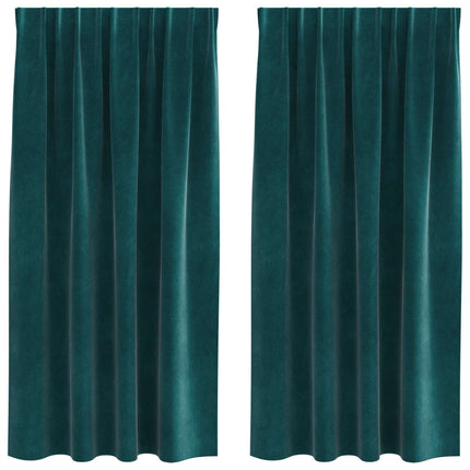 Mörkläggningsgardiner 2 st Mörkgrön 140 x 175 cm Sammet