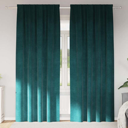 Mörkläggningsgardiner 2 pcs Mörkgrön 140 x 225 cm Sammet