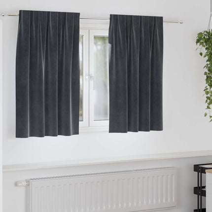 Mörkläggningsgardiner 2 pcs Mörkgrå 140 x 140 cm Sammet