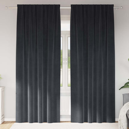 Mörkläggningsgardiner 2 pcs Mörkgrå 140 x 225 cm Sammet