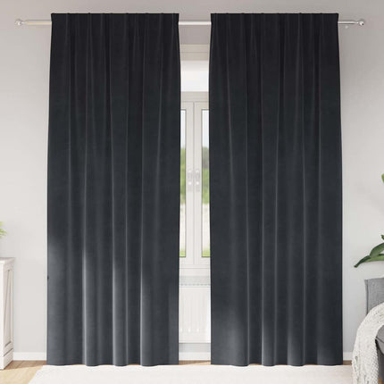 Mörkläggningsgardiner 2 pcs Mörkgrå 140 x 245 cm Sammet
