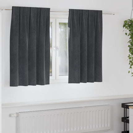 Mörkläggningsgardiner 2 pcs Ljusgrå 140 x 140 cm Sammet