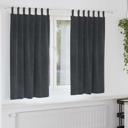 Mörkläggningsgardiner 2 pcs Ljusgrå 140 x 175 cm Sammet
