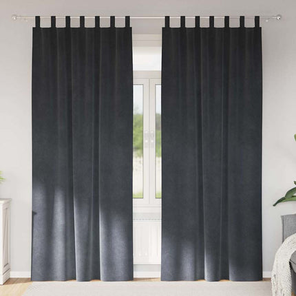 Mörkläggningsgardiner 2 pcs Ljusgrå 140 x 225 cm Sammet