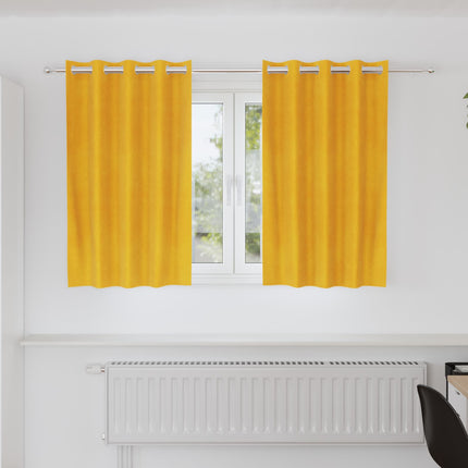 Mörkläggningsgardiner 2 st Senapsgul 140 x 140 cm Sammet