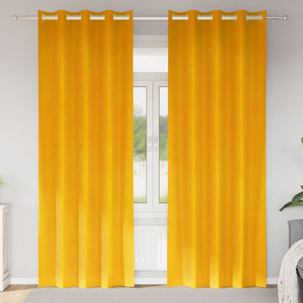 Mörkläggningsgardiner 2 st Senapsgul 140 x 260 cm Sammet