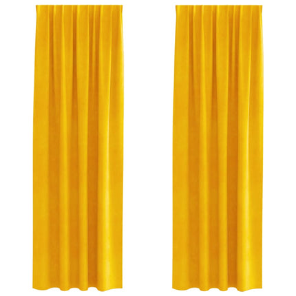 Mörkläggningsgardiner 2 pcs Senapsgul 140 x 260 cm Sammet