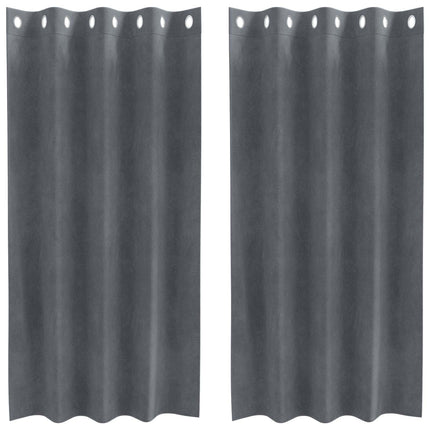 Mörkläggningsgardiner 2 pcs Ljusgrå 140 x 175 cm Sammet