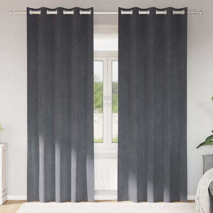 Mörkläggningsgardiner 2 pcs Ljusgrå 140 x 245 cm Sammet
