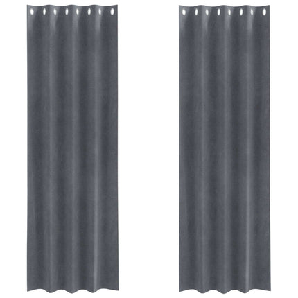 Mörkläggningsgardiner 2 pcs Ljusgrå 140 x 260 cm Sammet