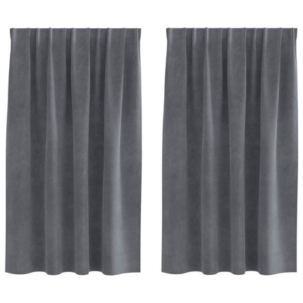 Mörkläggningsgardiner 2 pcs Ljusgrå 140 x 140 cm Sammet