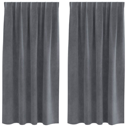 Mörkläggningsgardiner 2 pcs Ljusgrå 140 x 175 cm Sammet