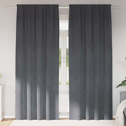 Mörkläggningsgardiner 2 st Ljusgrå 140 x 260 cm Sammet
