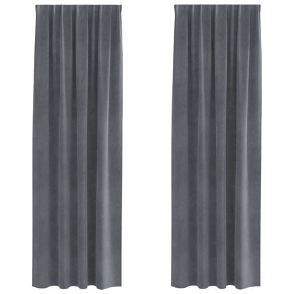Mörkläggningsgardiner 2 pcs Ljusgrå 140 x 260 cm Sammet