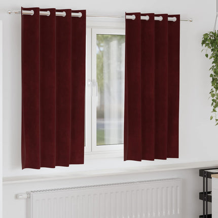 Mörkläggningsgardiner 2 st Vinröd 140 x 175 cm Sammet