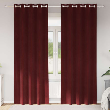 Mörkläggningsgardiner 2 st Vinröd 140 x 225 cm Sammet
