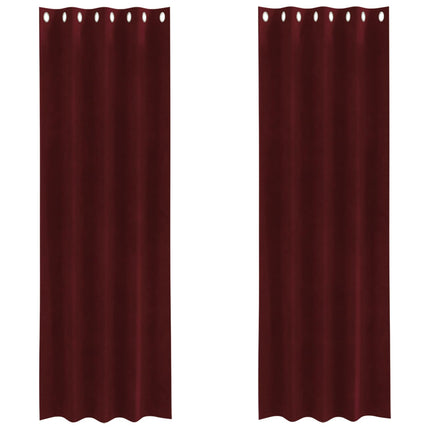 Mörkläggningsgardiner 2 pcs Vinröd 140 x 225 cm Sammet