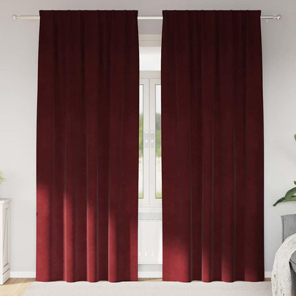 Mörkläggningsgardiner 2 pcs Vinröd 140 x 225 cm Sammet