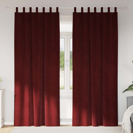 Mörkläggningsgardiner 2 pcs Vinröd 140 x 245 cm Sammet