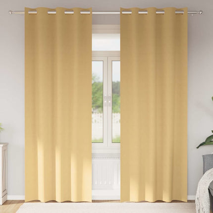 Mörkläggningsgardiner med Ringar 2 pcs Beige 225 x 140 cm