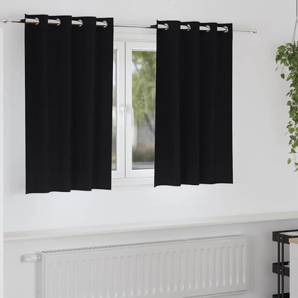 Mörkläggningsgardiner med Ringar 2 pcs Svart 140 x 140 cm