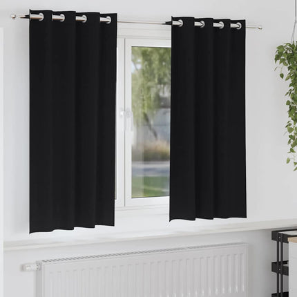 Mörkläggningsgardiner med Ringar 2 pcs Svart 175 x 140 cm