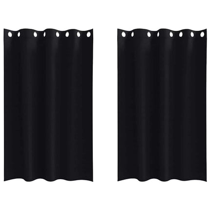 Mörkläggningsgardiner med Ringar 2 pcs Svart 175 x 140 cm