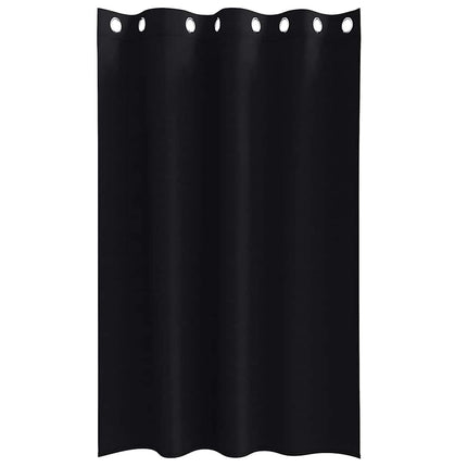 Mörkläggningsgardiner med Ringar 2 pcs Svart 175 x 140 cm