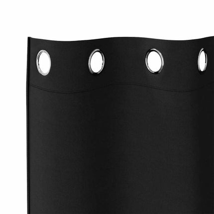 Mörkläggningsgardiner med Ringar 2 pcs Svart 225 x 140 cm