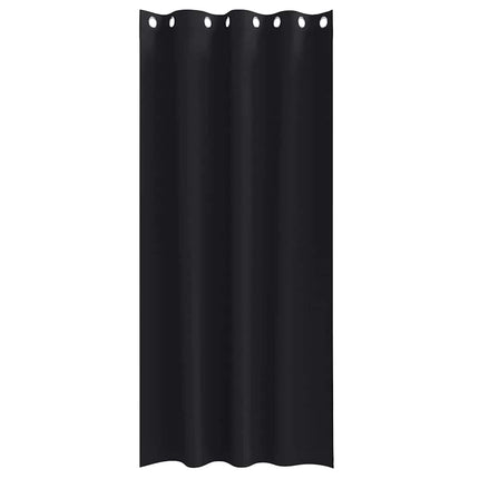 Mörkläggningsgardiner med Ringar 2 pcs Svart 225 x 140 cm