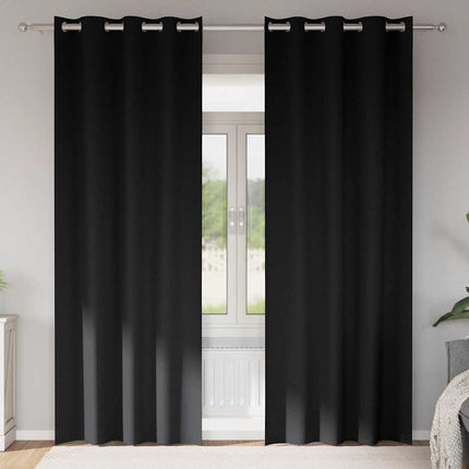 Mörkläggningsgardiner med Ringar 2 pcs Svart 260 x 140 cm