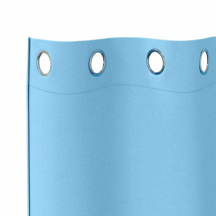 Mörkläggningsgardiner med Ringar 2 pcs Ljusblå 260 x 140 cm