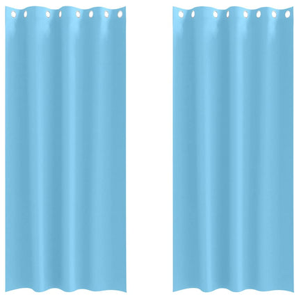 Mörkläggningsgardiner med Ringar 2 pcs Ljusblå 260 x 140 cm