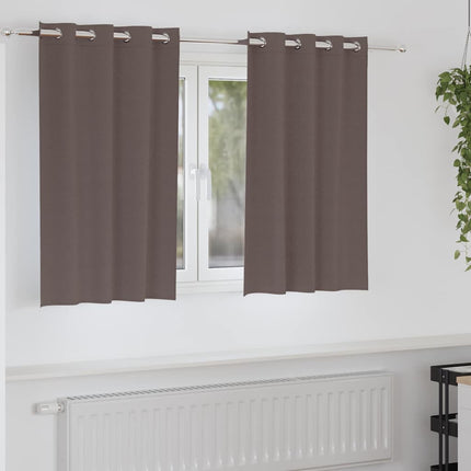 Mörkläggningsgardiner med Ringar 2 pcs Mörkbrun 140 x 140 cm