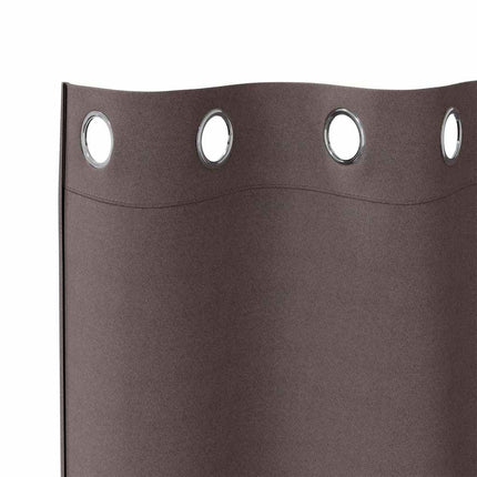 Mörkläggningsgardiner med Ringar 2 pcs Mörkbrun 260 x 140 cm