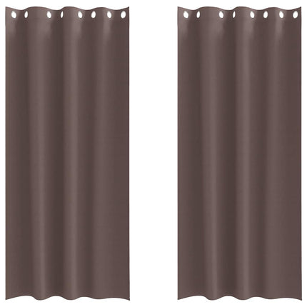 Mörkläggningsgardiner med Ringar 2 pcs Mörkbrun 260 x 140 cm