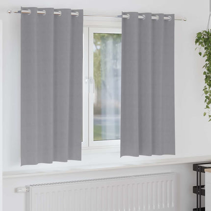 Mörkläggningsgardiner med Ringar 2 pcs Ljusgrå 175 x 140 cm