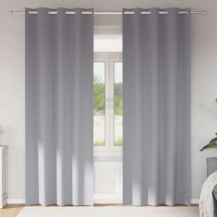Mörkläggningsgardiner med Ringar 2 pcs Ljusgrå 245 x 140 cm