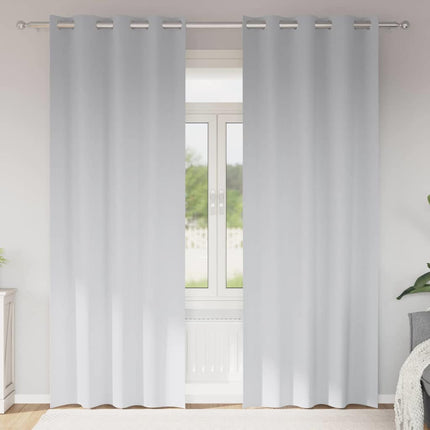 Mörkläggningsgardiner med Ringar 2 pcs Ljusgrå 245 x 140 cm