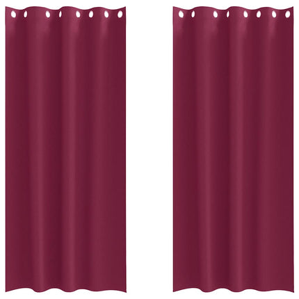 Mörkläggningsgardiner med Ringar 2 pcs Vinröd 245 x 140 cm