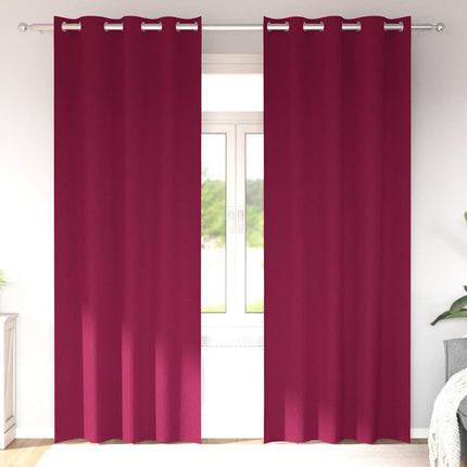 Mörkläggningsgardiner med Ringar 2 pcs Vinröd 260 x 140 cm