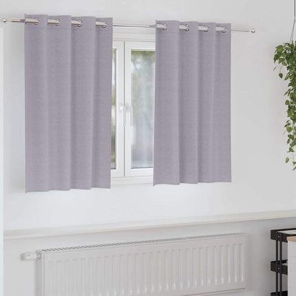 Mörkläggningsgardiner med Ringar 2 pcs Metallgrå 140 x 140 cm